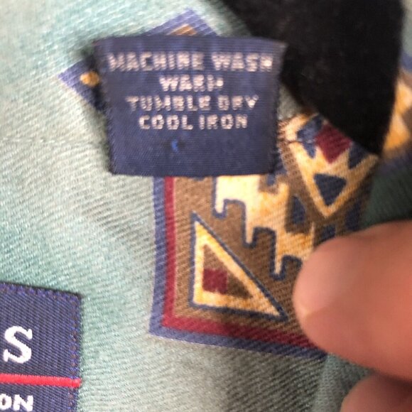 Vintage Western Shirt Mens Extra Large Green Aztec Indian Southwestern Cotton US - Picture 7 of 16